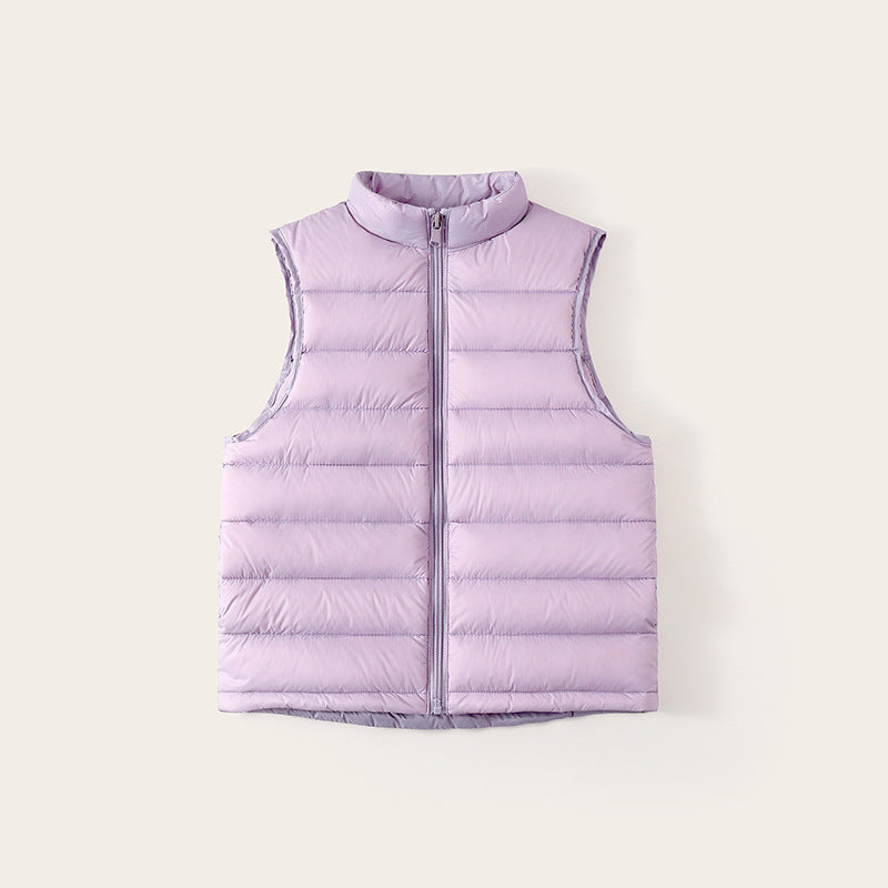 Kids and Toddlers' Lightweight Water-Resistant Packable Puffer Purple Vest