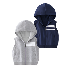 Little Boys Sleeveless Hooded Casual Vest Top