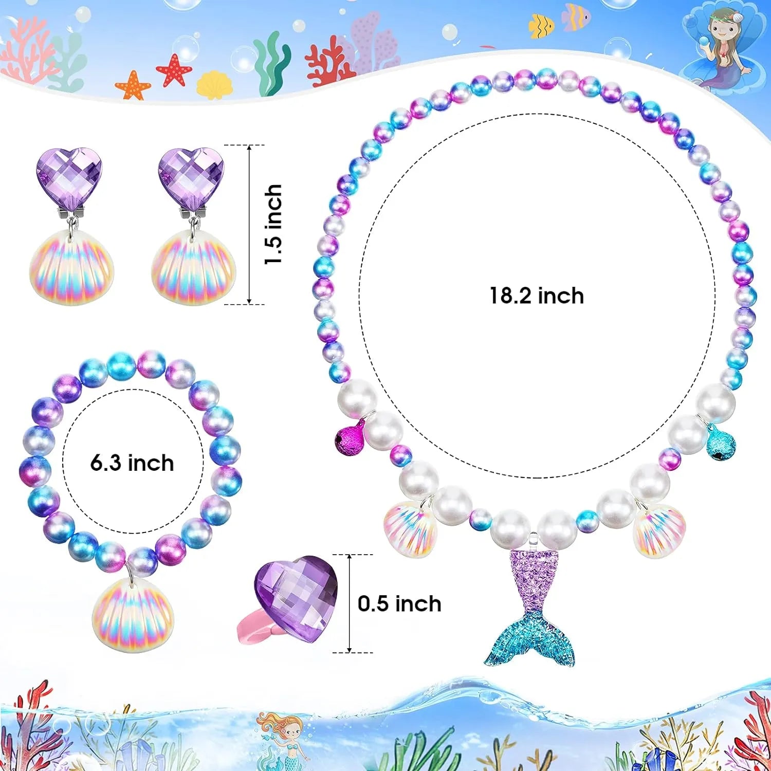 Mermaid Jewelry Necklace Accessories for Girls Party Costume