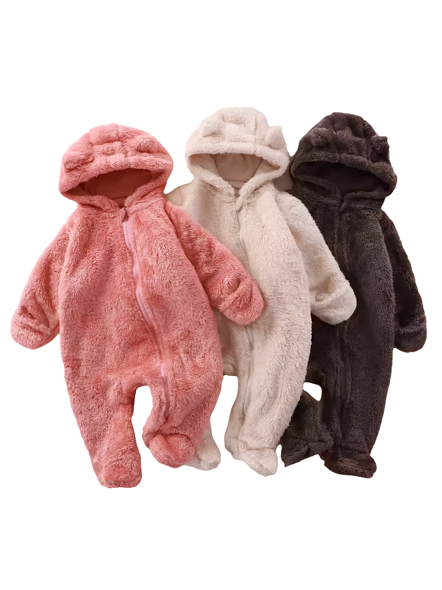 Newborn Baby Jumpsuit Hooded Fleece Rompers Long Sleeve Onesies Outwear Outfits