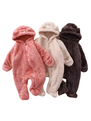 Newborn Baby Jumpsuit Hooded Fleece Rompers Long Sleeve Onesies Outwear Outfits