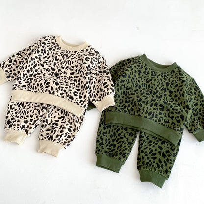 Children's Fall Outfits Baby Boys Girls Pullover Crew Neck Top Trousers Outdoor Sportswear