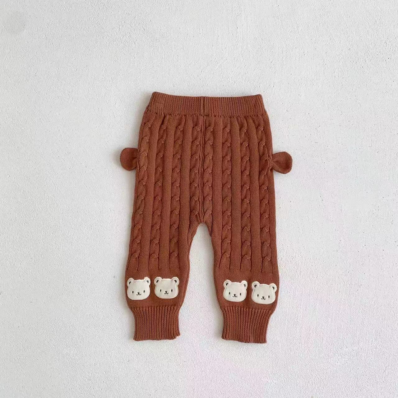 Ensembles rayés de dessin animé de pull tricoté pour bébé