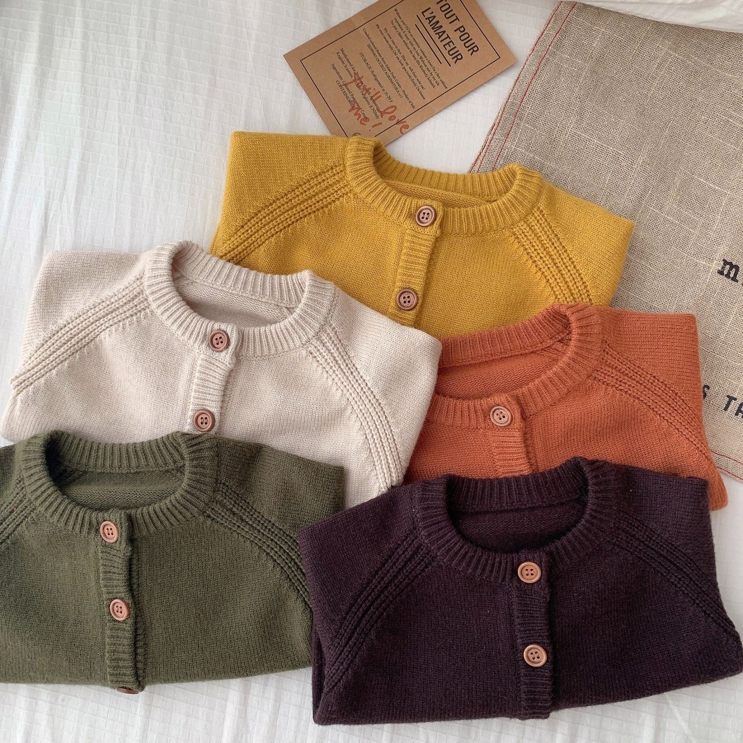 Unisex Solid Color Kids & Toddler Knitted Sweater Cardigan