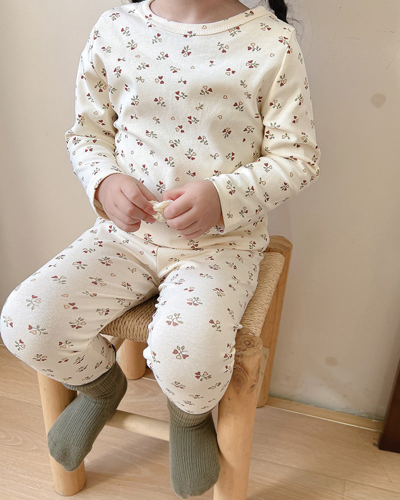 Pyjamas à imprimé fruits pour enfants, ensembles de vêtements de nuit d'hiver