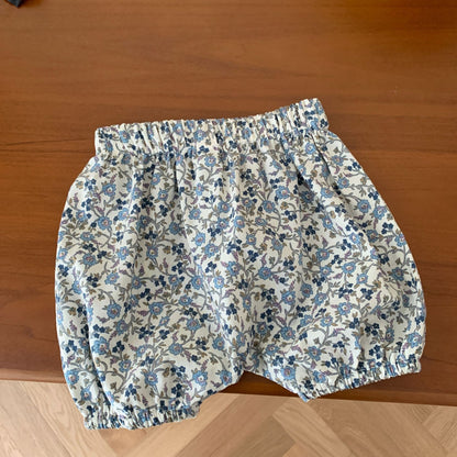 Toddler Girls Cotton Short Sleeve Top+Floral Shorts Set