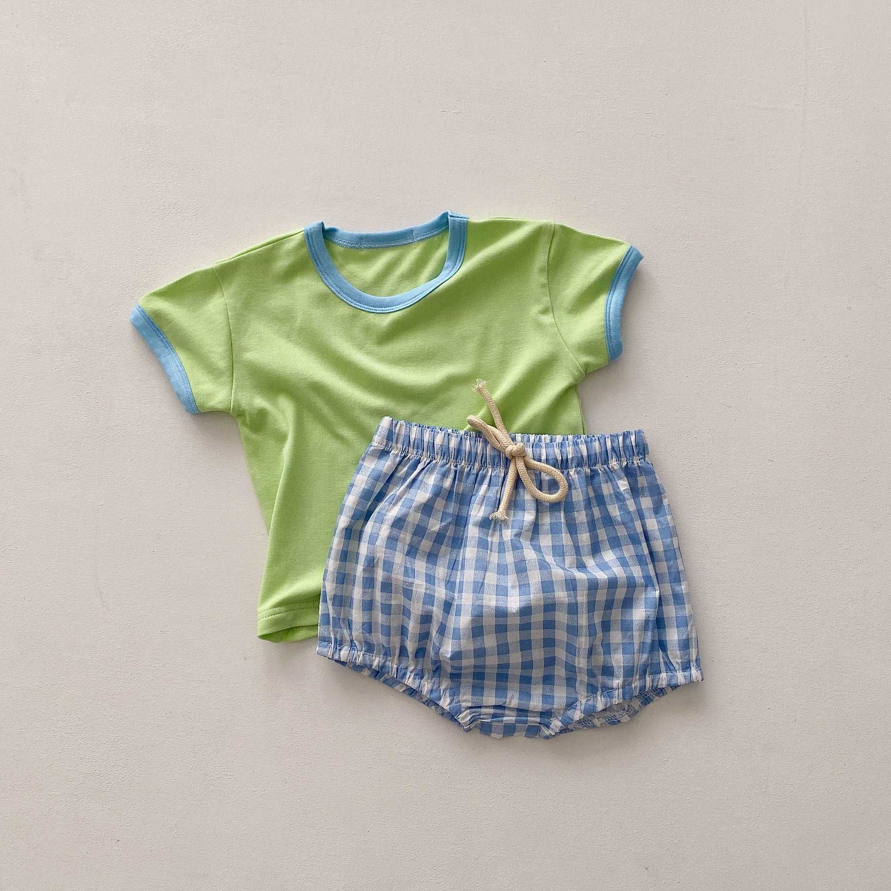 2Pcs Toddlers Baby Girls Summer Clothes Plaid Shorts Comfy Outfits