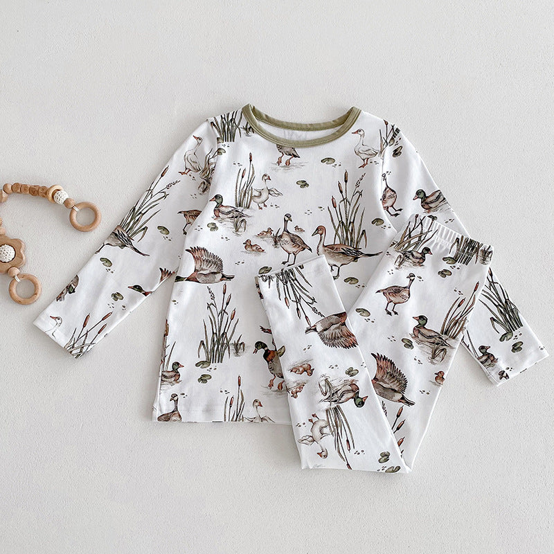 Sleeping Wear Printed With Animals Children's Pajamas