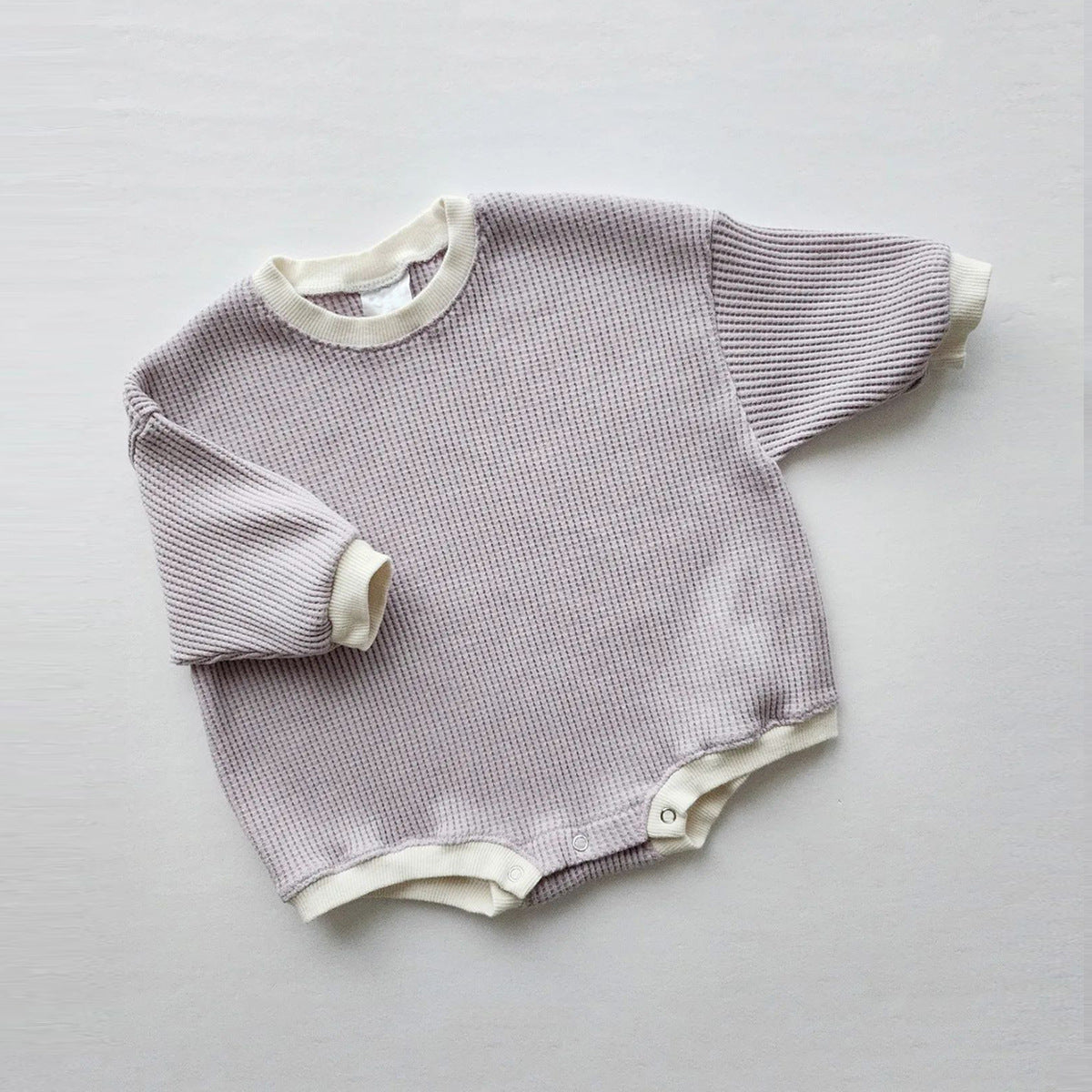 Barboteuse Triangle gaufrée solide pour bébé, combinaison printemps-automne pour garçons et filles