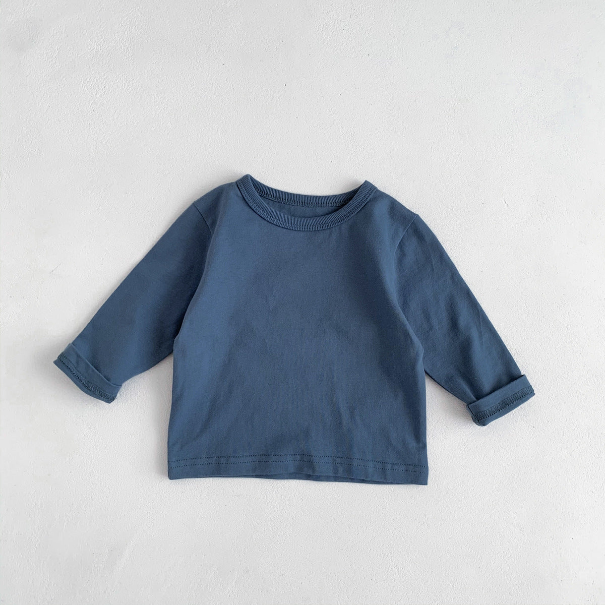 T-shirt à manches longues pour enfants, couleur unie, en coton, assorti avec tout, chemise à bascule