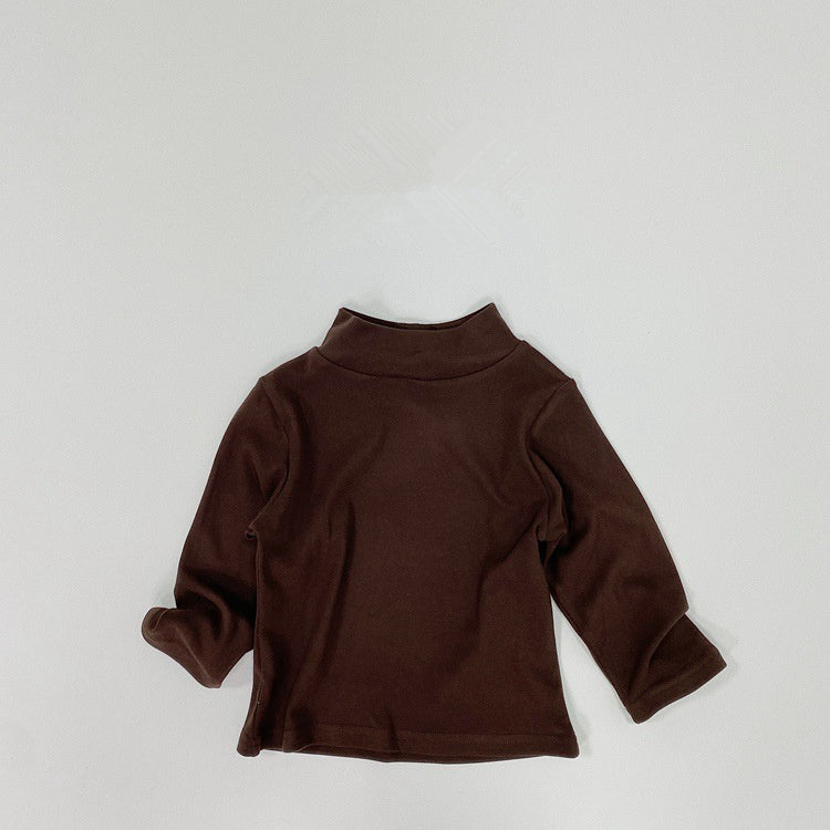 Chemise à bascule en coton de couleur unie à col moyen pour enfants LT008