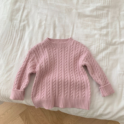 Toddler Girls Knitted Outfits Striped Knit Sweater Tops Bell Bottom Pants