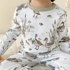 Sleeping Wear Printed With Animals Children's Pajamas