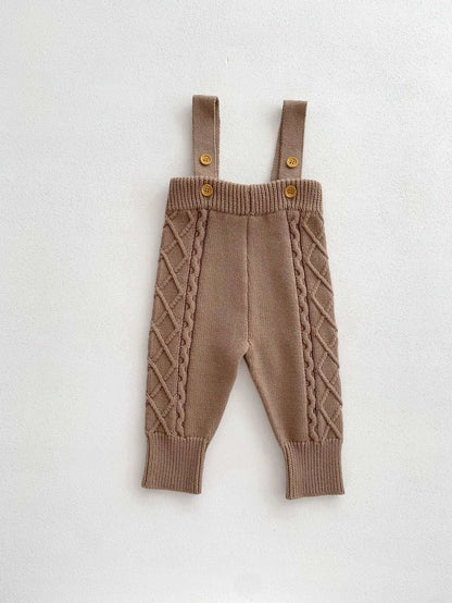 Baby Boys And Girls New Autumn Knitted Sweater Overalls 2-Piece Sets