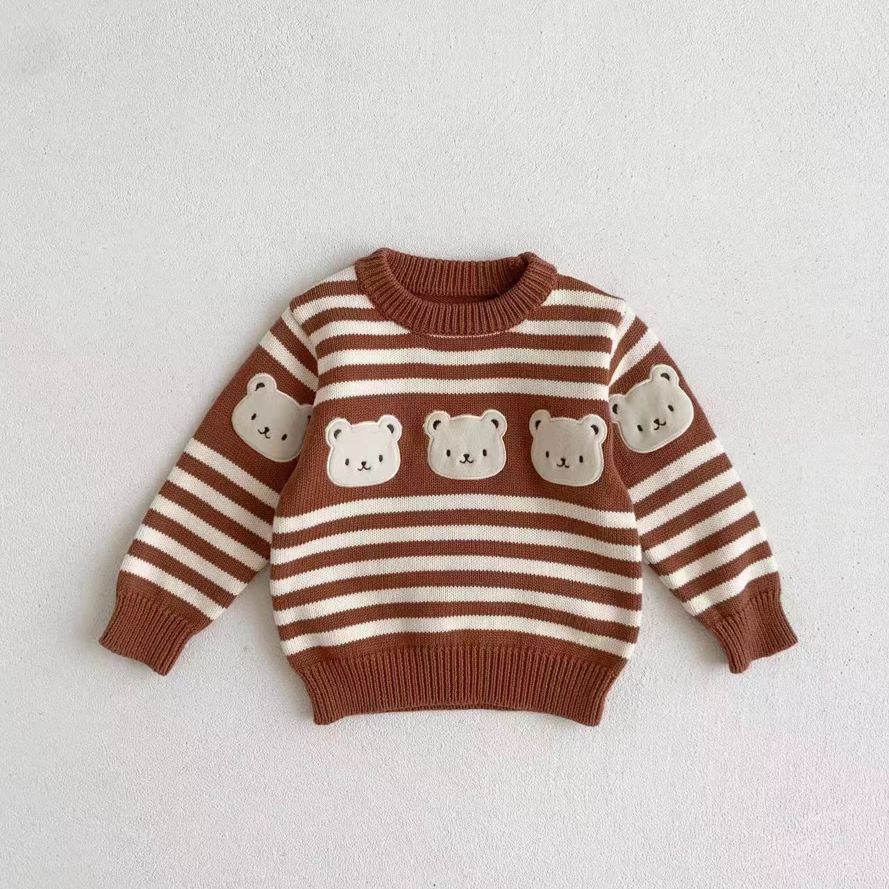 Baby Knitted Sweater Cartoon Striped Sets