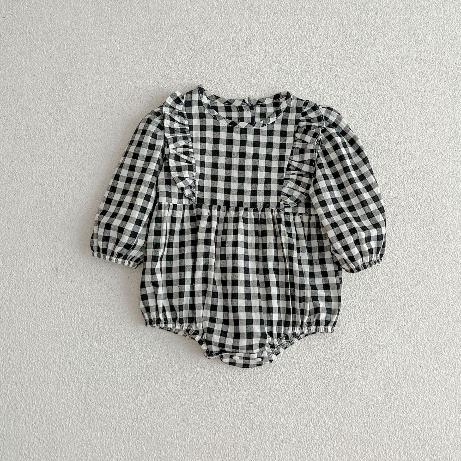 New Multi-Color Plaid Fashion One-Piece Baby Romper