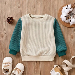 Lnfant And Toddler knitted Contrast Color Long-Sleeved Sweatshirt