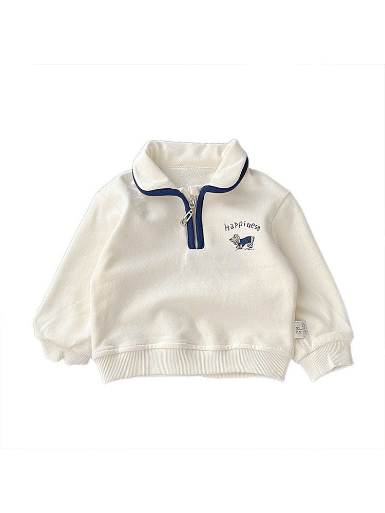 Infant Toddler College Style Lapel Casual Sweatshirt