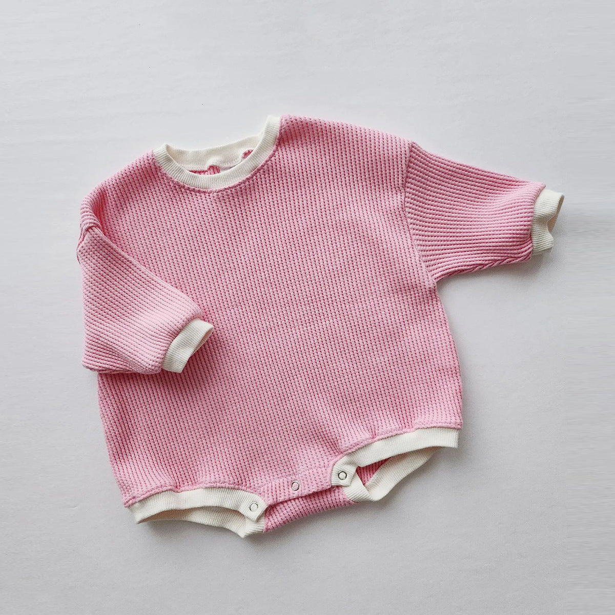 Barboteuse Triangle gaufrée solide pour bébé, combinaison printemps-automne pour garçons et filles