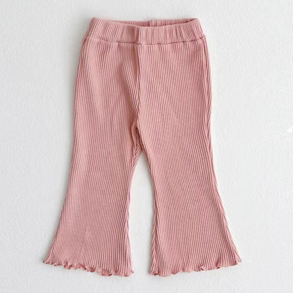 Pit Striped Cotton Toddler Girl Bell Bottom Trousers Pants