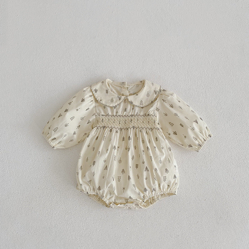 Lnfant – barboteuse à col feuille de Lotus pour bébé fille, robe florale