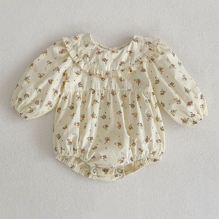 Lnfant – barboteuse à col feuille de Lotus pour bébé fille, robe florale