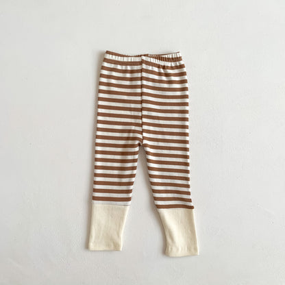 Baby Striped Leggings Infant Stretch Stitching Trousers Casual Pants