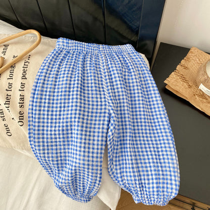 Boys Girls Cotton Linen Printed Casual Pants