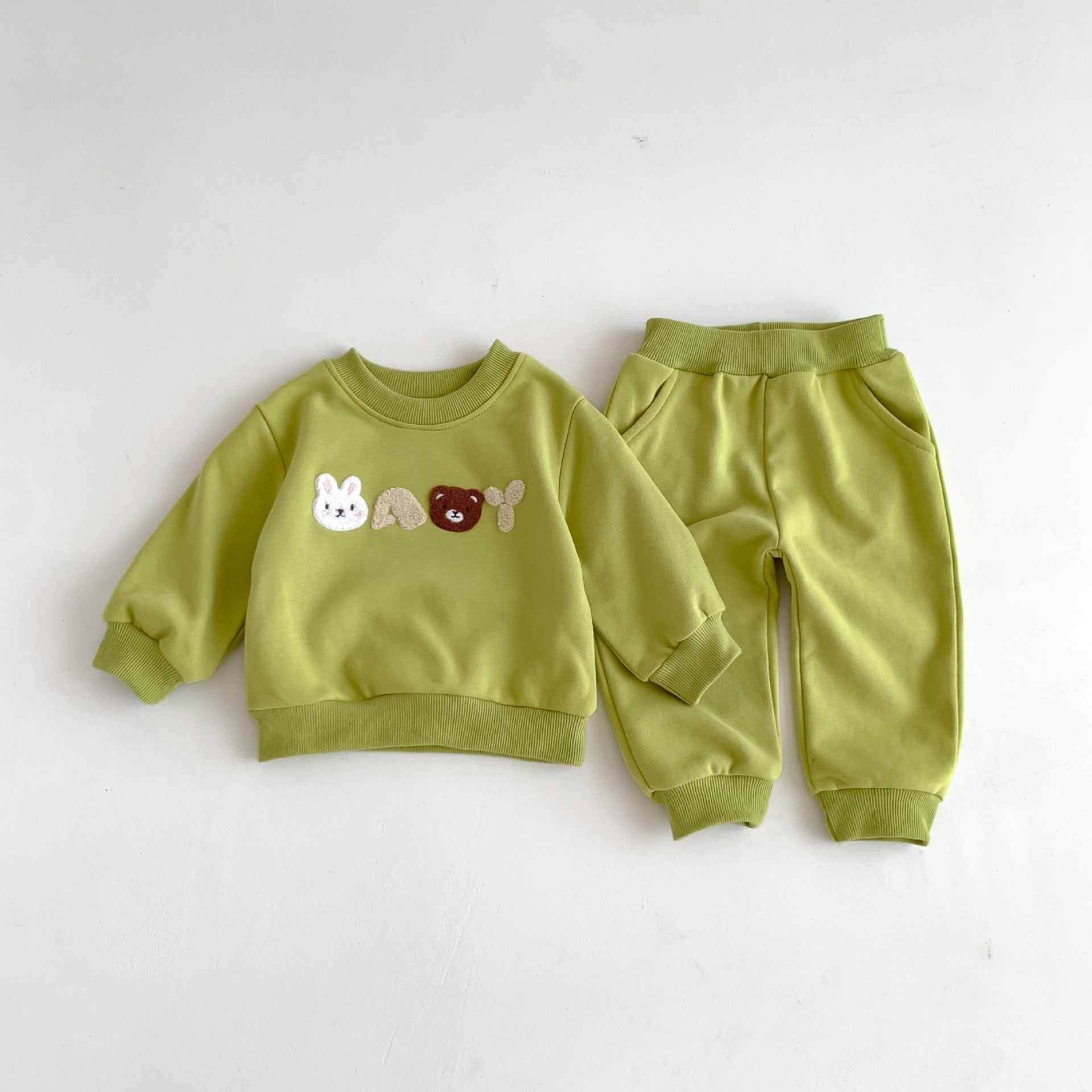 Kids Casual Set Cute Bear Alphabet Baby Boys and Girls Long Sleeve 2-Piece Baby Clothes