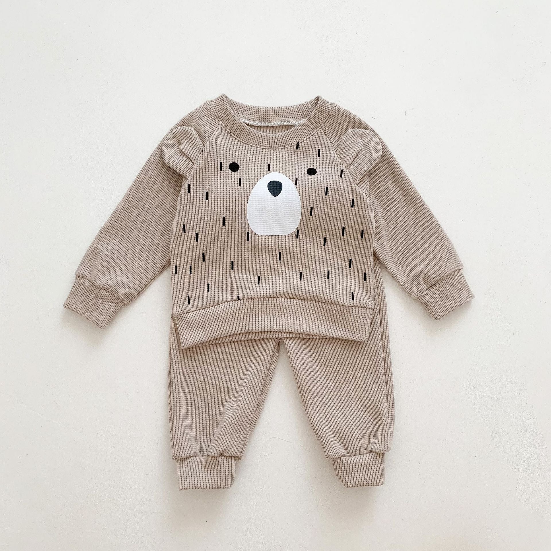 New Sets Baby Boy Girl Cute Cartoon Bear Rabbit Casual Waffle Sportswear 2-Piece Sets