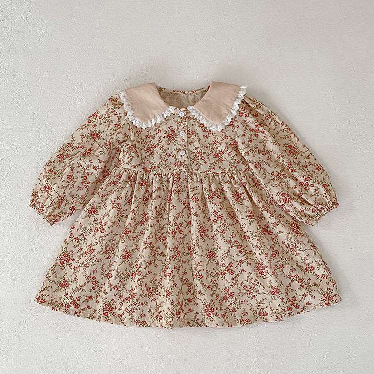 Baby Floral Romper Girls Lace Doll Collar Girls Dress Sister Match Clothes