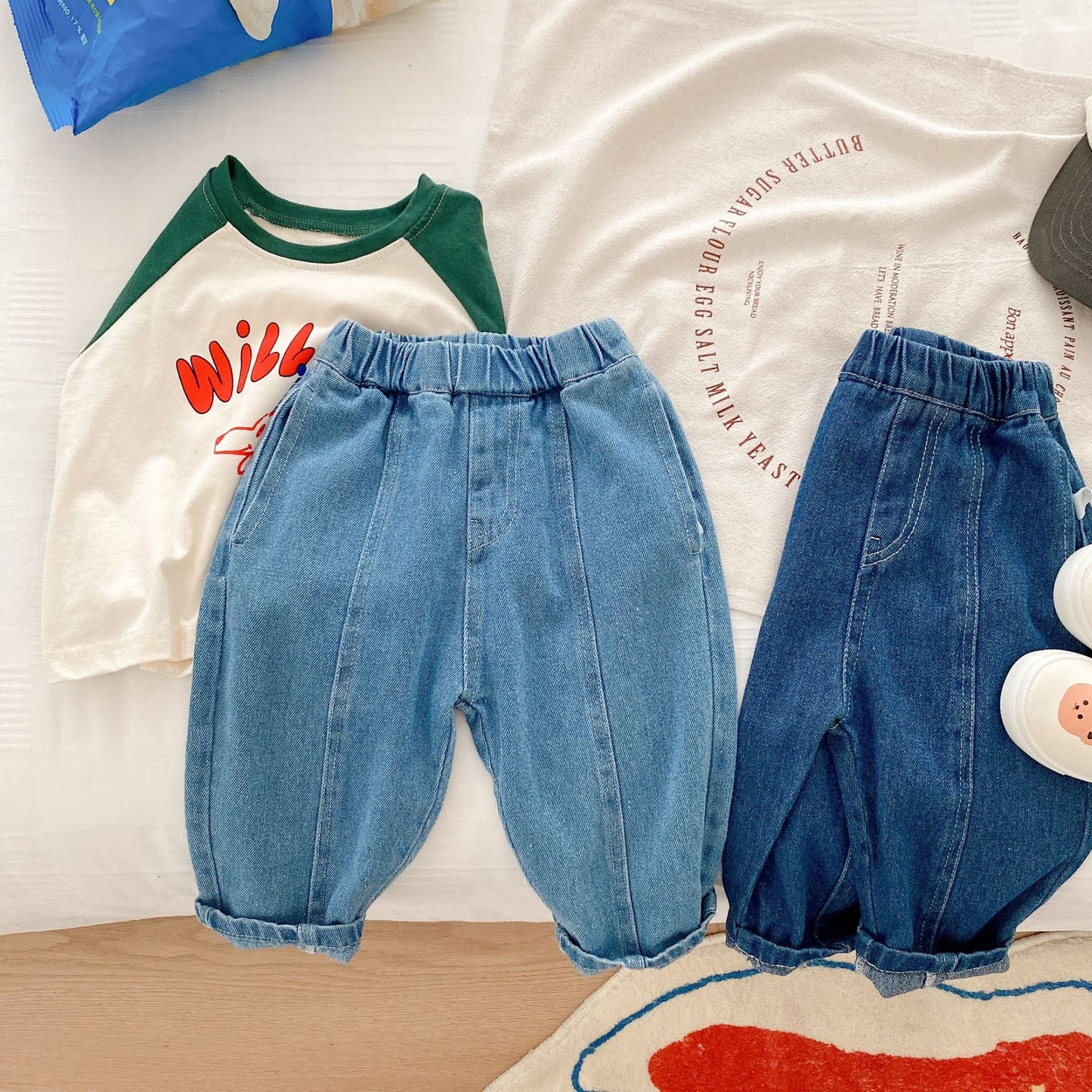 Clothing for girls boys light blue jeans