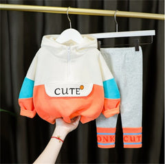 Combinaison de sport à capuche et manches longues pour fille, demi-zip