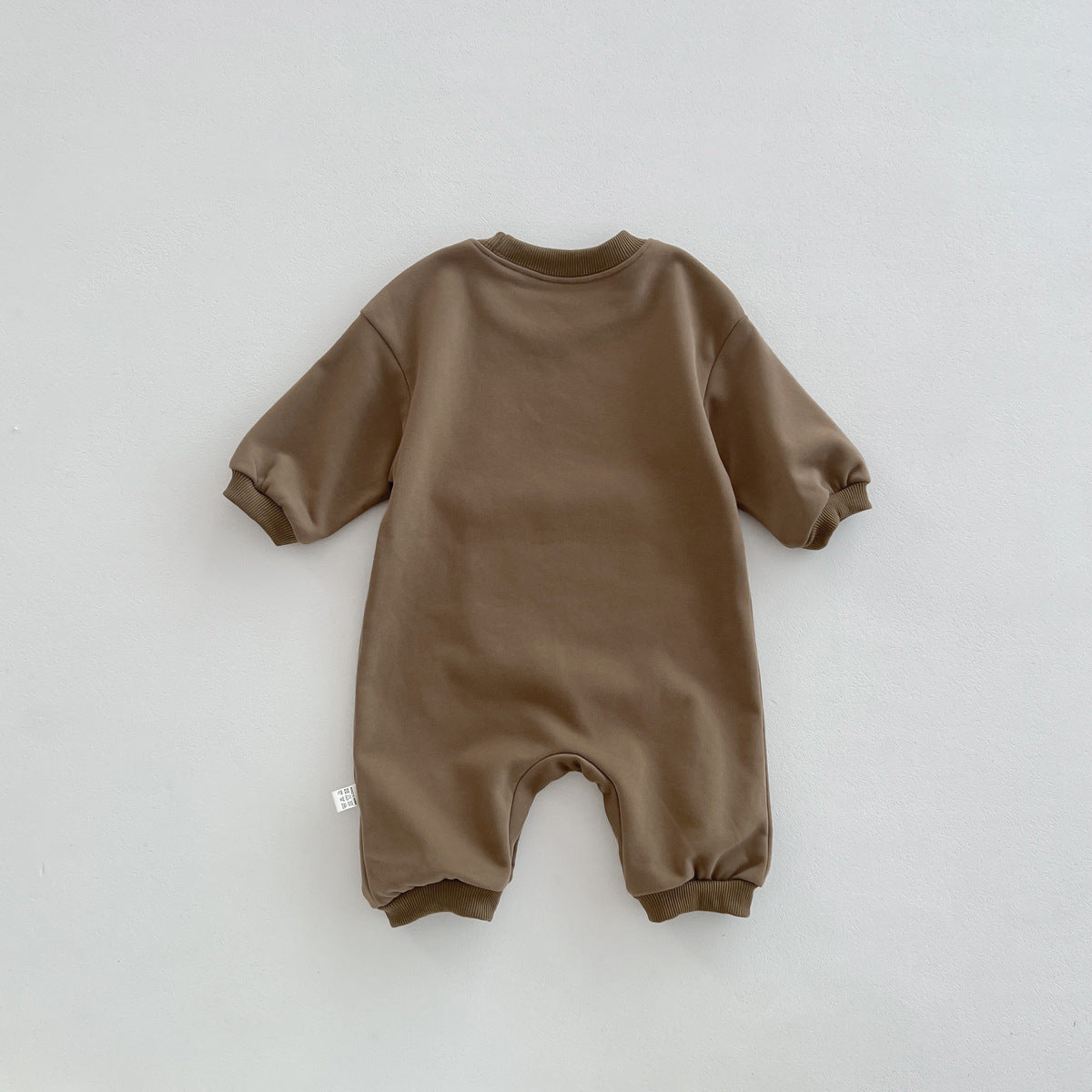 Cartoon Bear Print Baby Big Pocket Romper Autumn Long Sleeve Clothes For Boys And Girls