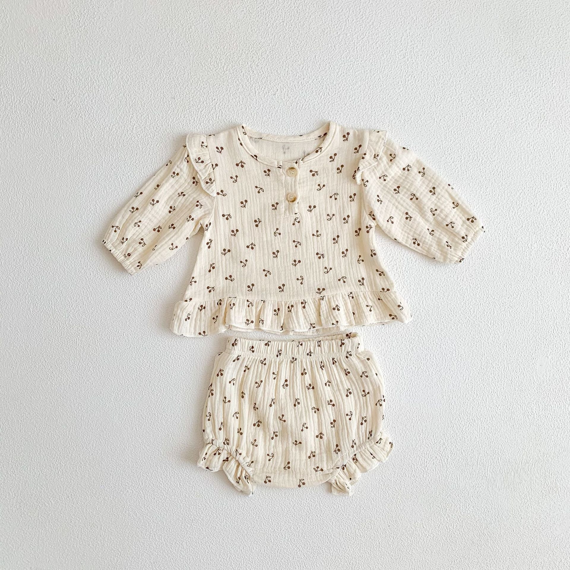 Ensembles 2 pièces Bummies fleuris en coton pour bébé fille