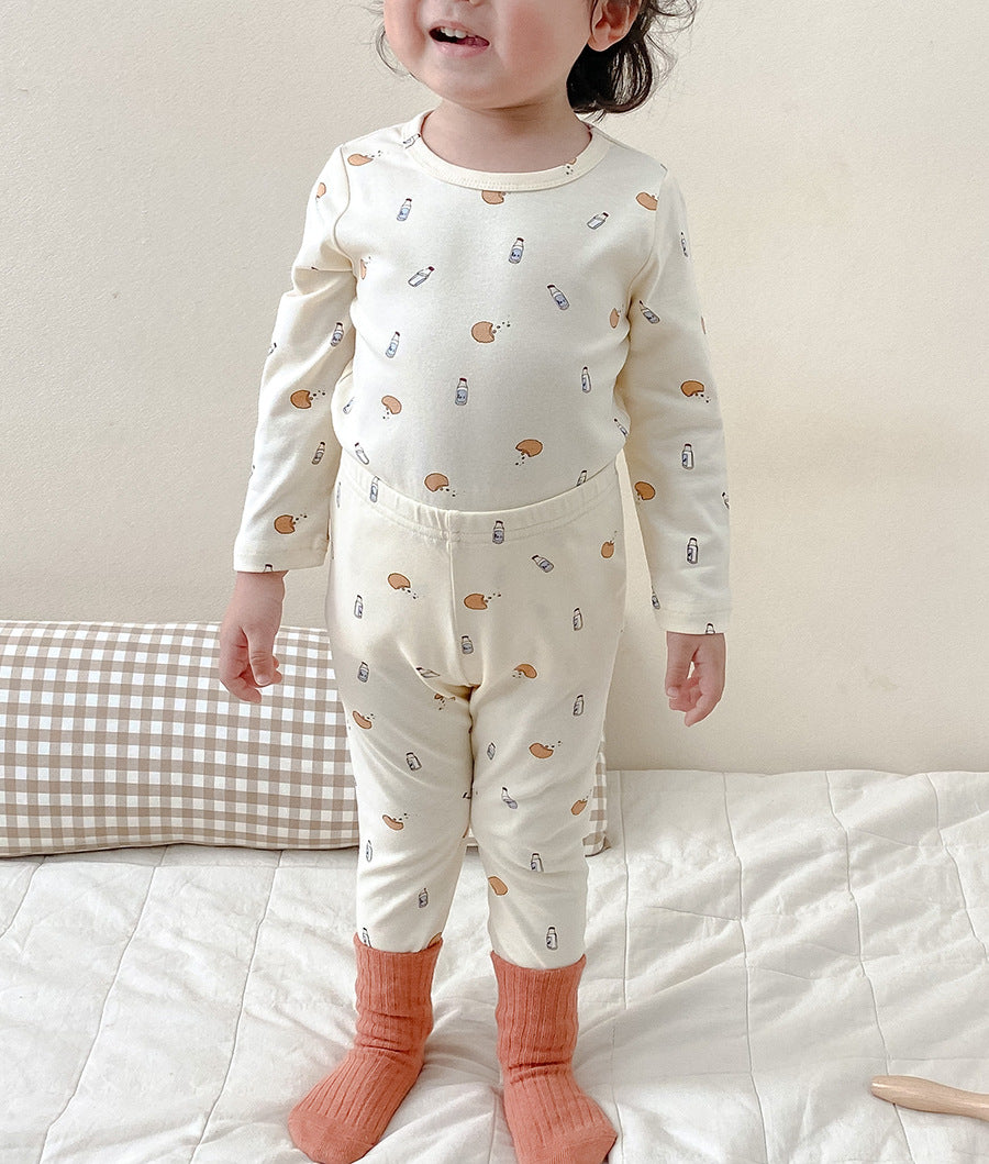 Pyjamas à imprimé fruits pour enfants, ensembles de vêtements de nuit d'hiver