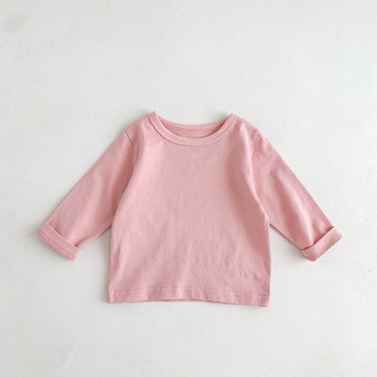 Children's Long Sleeve Solid Color Cotton All-Match T-shirt Tops Bottoming Shirt