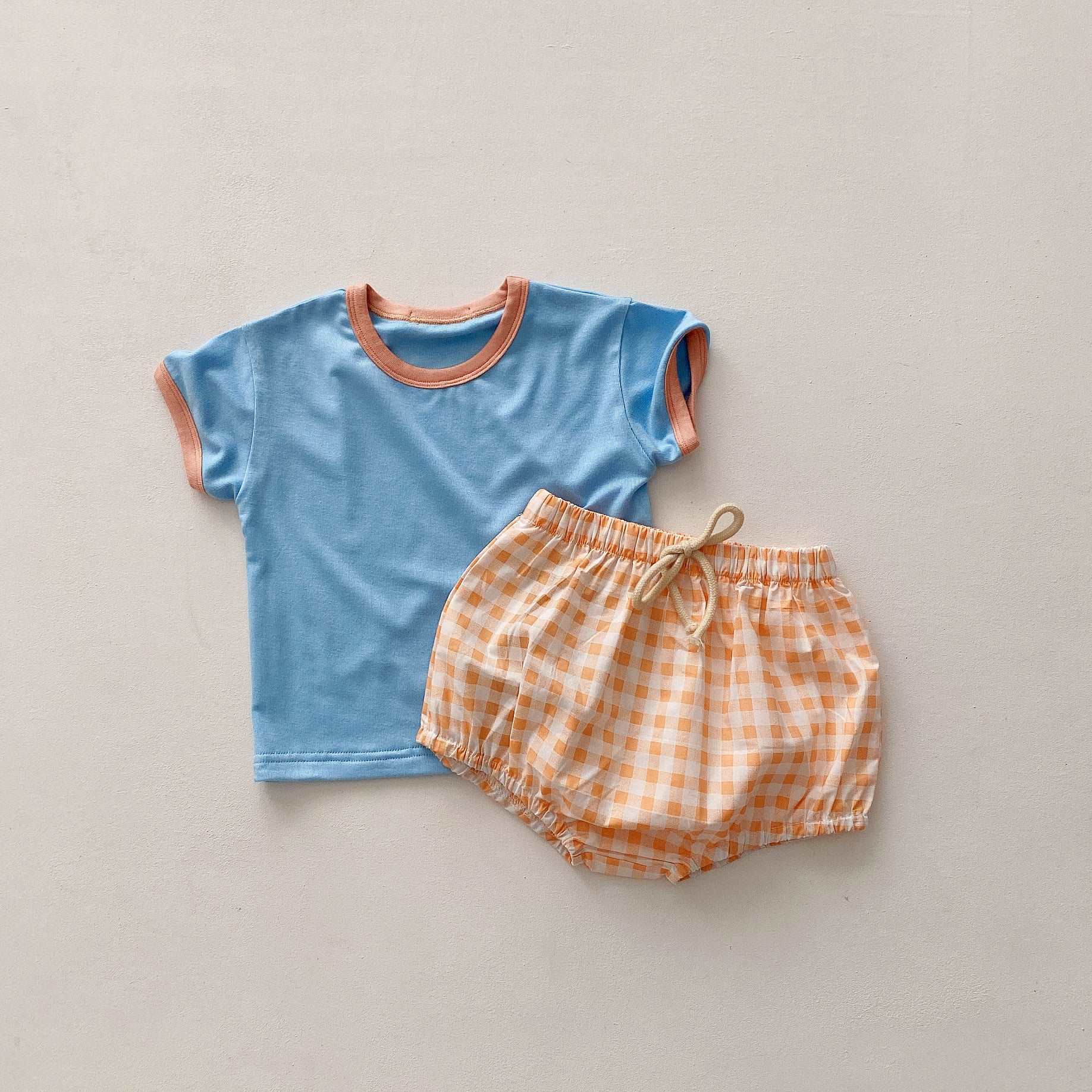 2Pcs Toddlers Baby Girls Summer Clothes Plaid Shorts Comfy Outfits