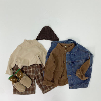 Children's Mid-Collar Solid Color Cotton Bottoming Shirt LT008