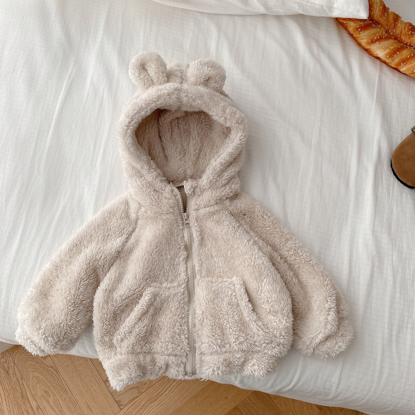 Toddler Girls Boys Fleece Hoody Jacket Full-Zip Up Teddy Sherpa Coat