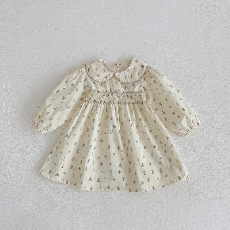 Lnfant Lotus Leaf Collar Baby Romper Girl Floral Dress