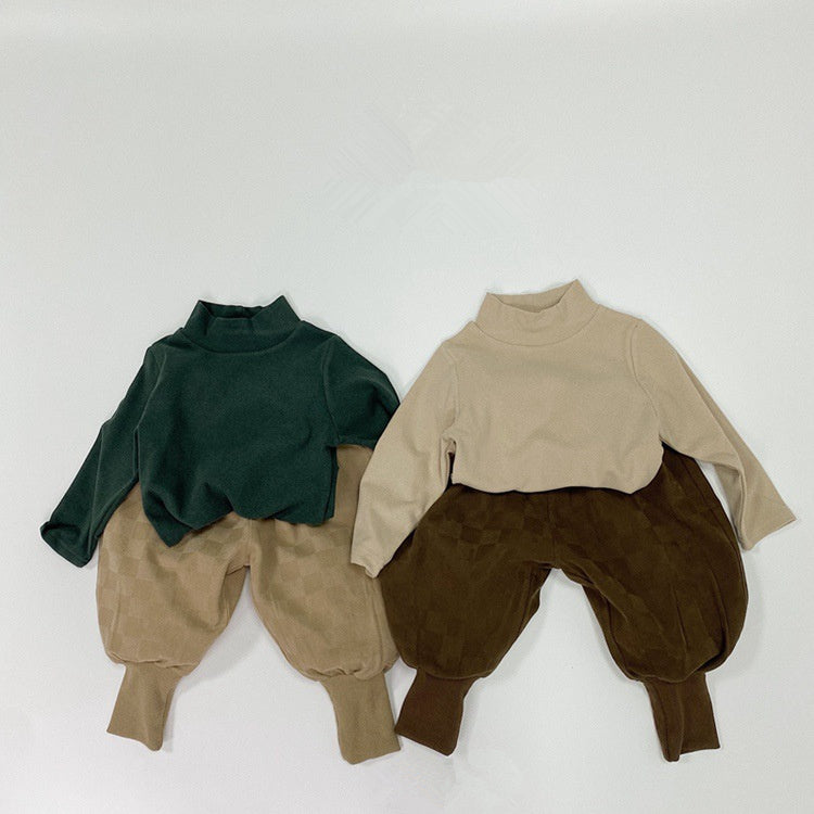 Children's Mid-Collar Solid Color Cotton Bottoming Shirt LT008