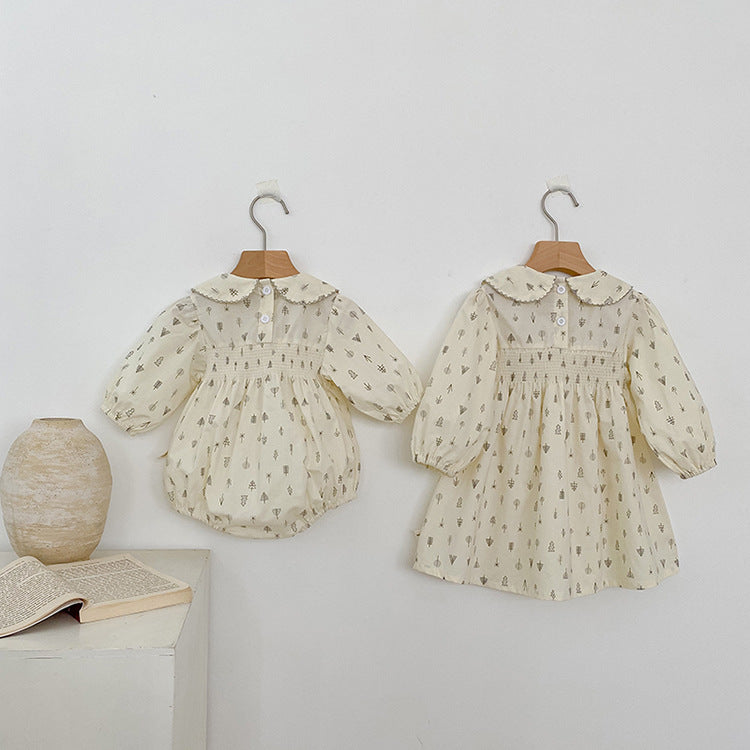 Lnfant – barboteuse à col feuille de Lotus pour bébé fille, robe florale