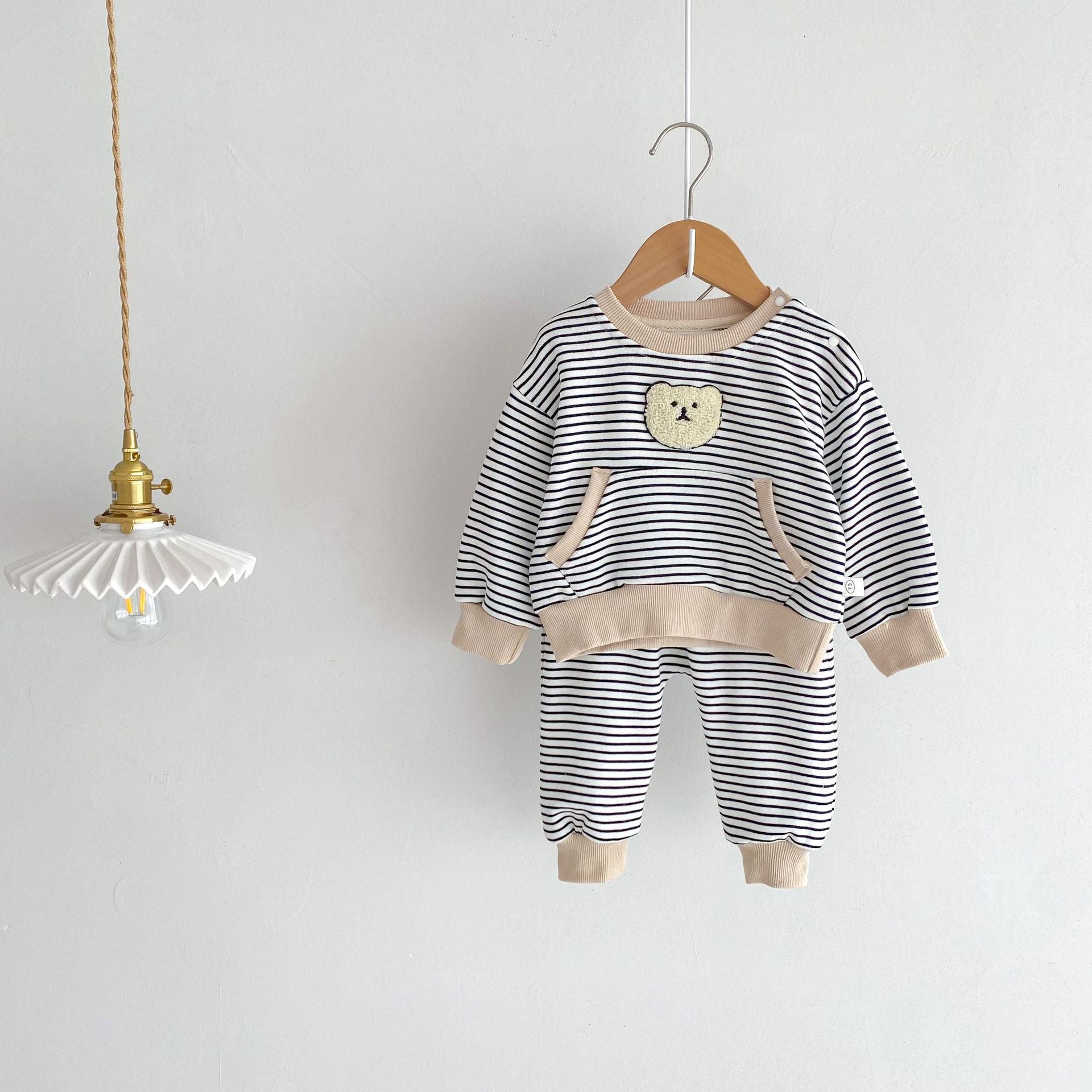 Striped Boys Girls 2 Piece Bear Pajamas Set Stripe Pjs