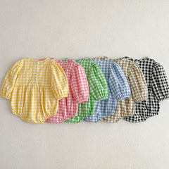 New Multi-Color Plaid Fashion One-Piece Baby Romper