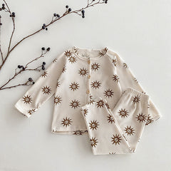 Children's Waffle Cardigan Long Sleeve Pajamas