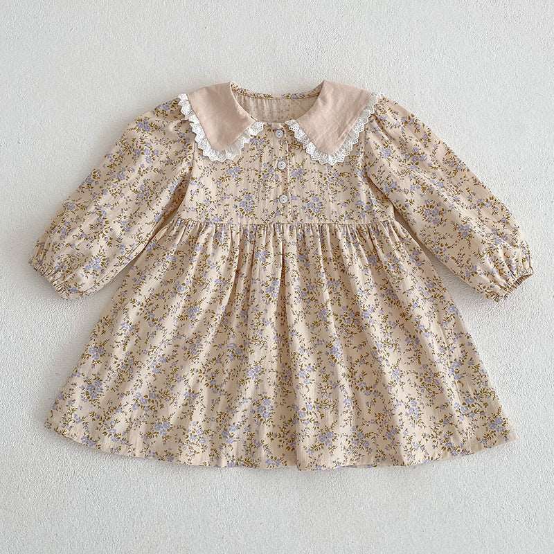Baby Floral Romper Girls Lace Doll Collar Girls Dress Sister Match Clothes
