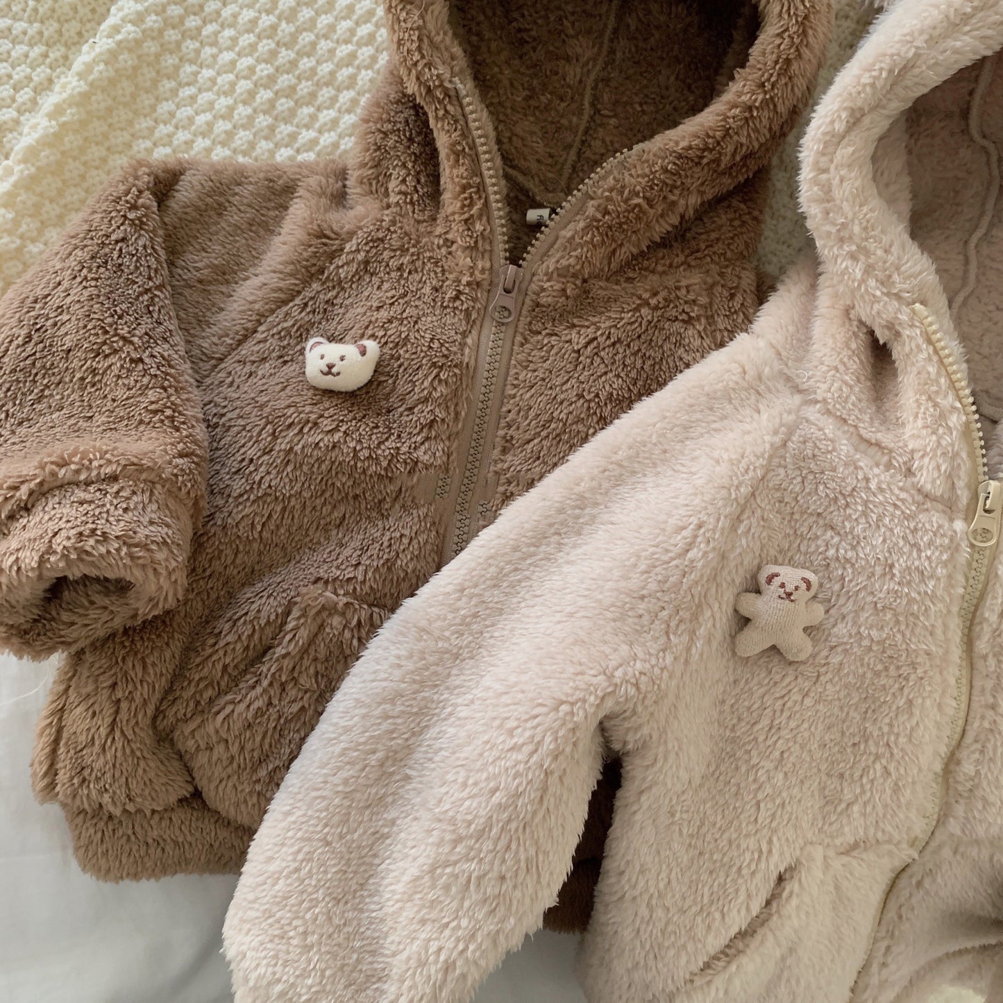 Children's Hooded Bear Ear Fur Sweater Plush Coat