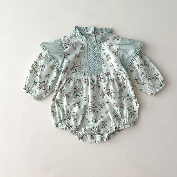 Baby Floral Romper Girls Lace Doll Collar Girls Dress Sister Match Clothes