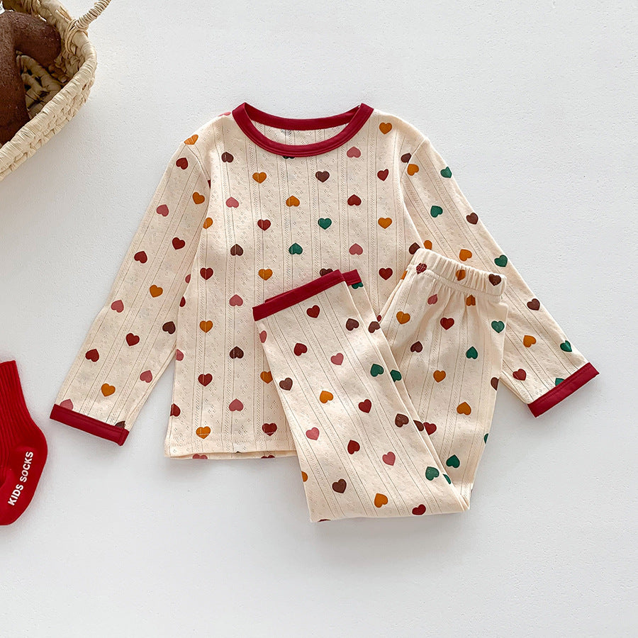 Pyjama à manches longues en coton pour tout-petit garçon et fille, vêtements de nuit